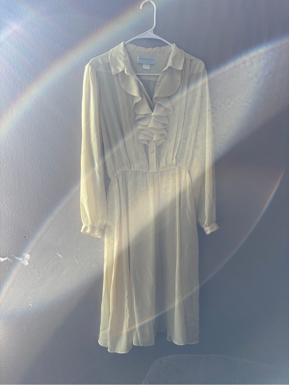 Yellow Ruffle Front Long Sleeve Dress - Picture 2 of 8
